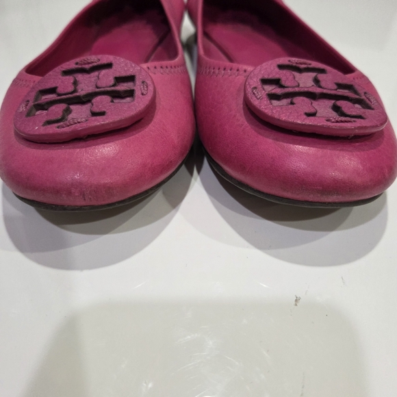 Tory Burch ICONIC Minnie Travel Ballet Flats in 'Love Pink' Leather SIZE 7.5 - Picture 2 of 10